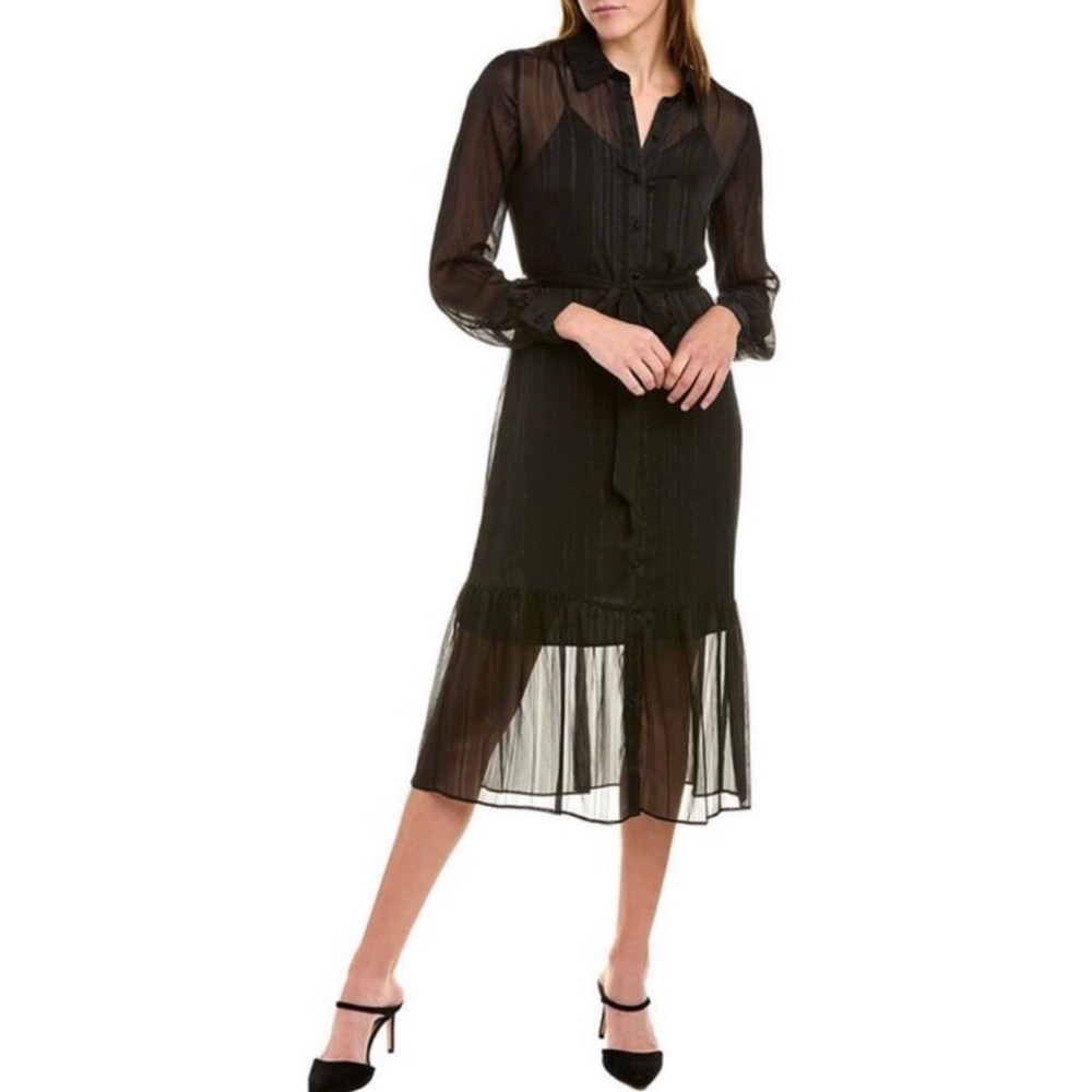 Nanette Lepore Womens Sheer Shirt Dress, Size 10 Black